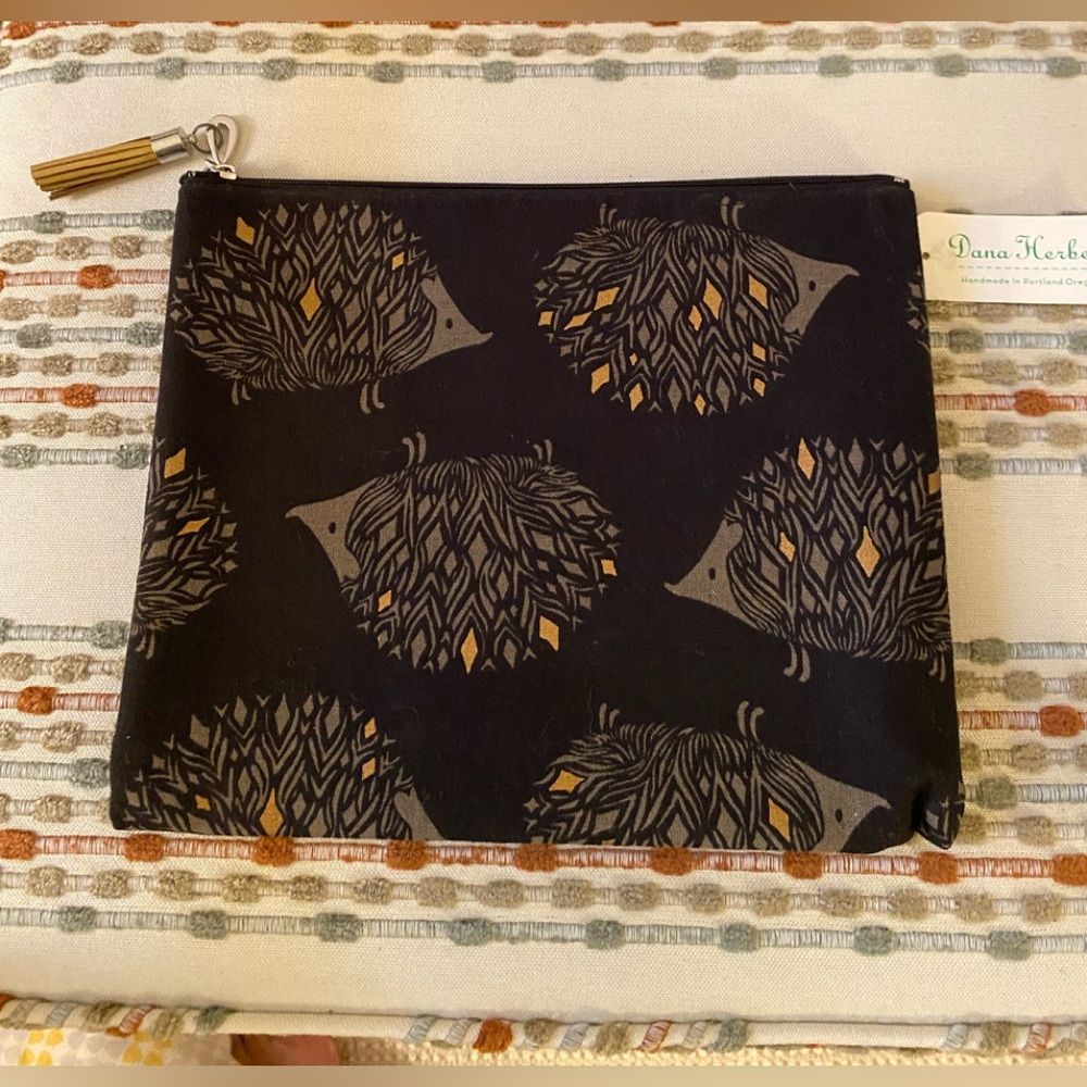Dana Herbert cosmetic / multi use bag with hedgehogs